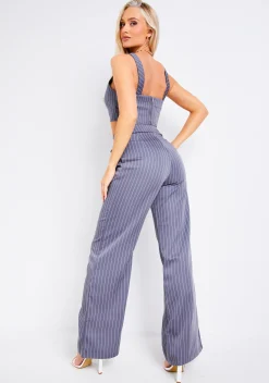 Flash Sale Paris Pinstripe Grey Tailored Relaxed Fit Trouser Women Trousers