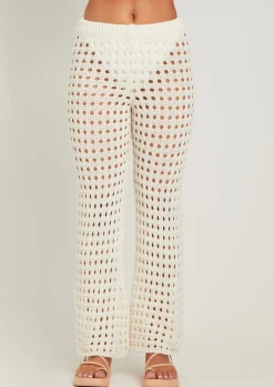 Store Patricia Ivory Crochet Wide Leg Beach Trousers Women Trousers
