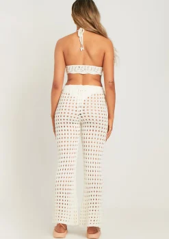 Store Patricia Ivory Crochet Wide Leg Beach Trousers Women Trousers