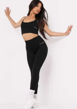 Pav Black Missy Sport Cross Strap Seamless Gym Crop Top^Missy Empire Sale