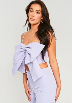 Penelope Lilac Oversized Bow Crop Top^Missy Empire Flash Sale