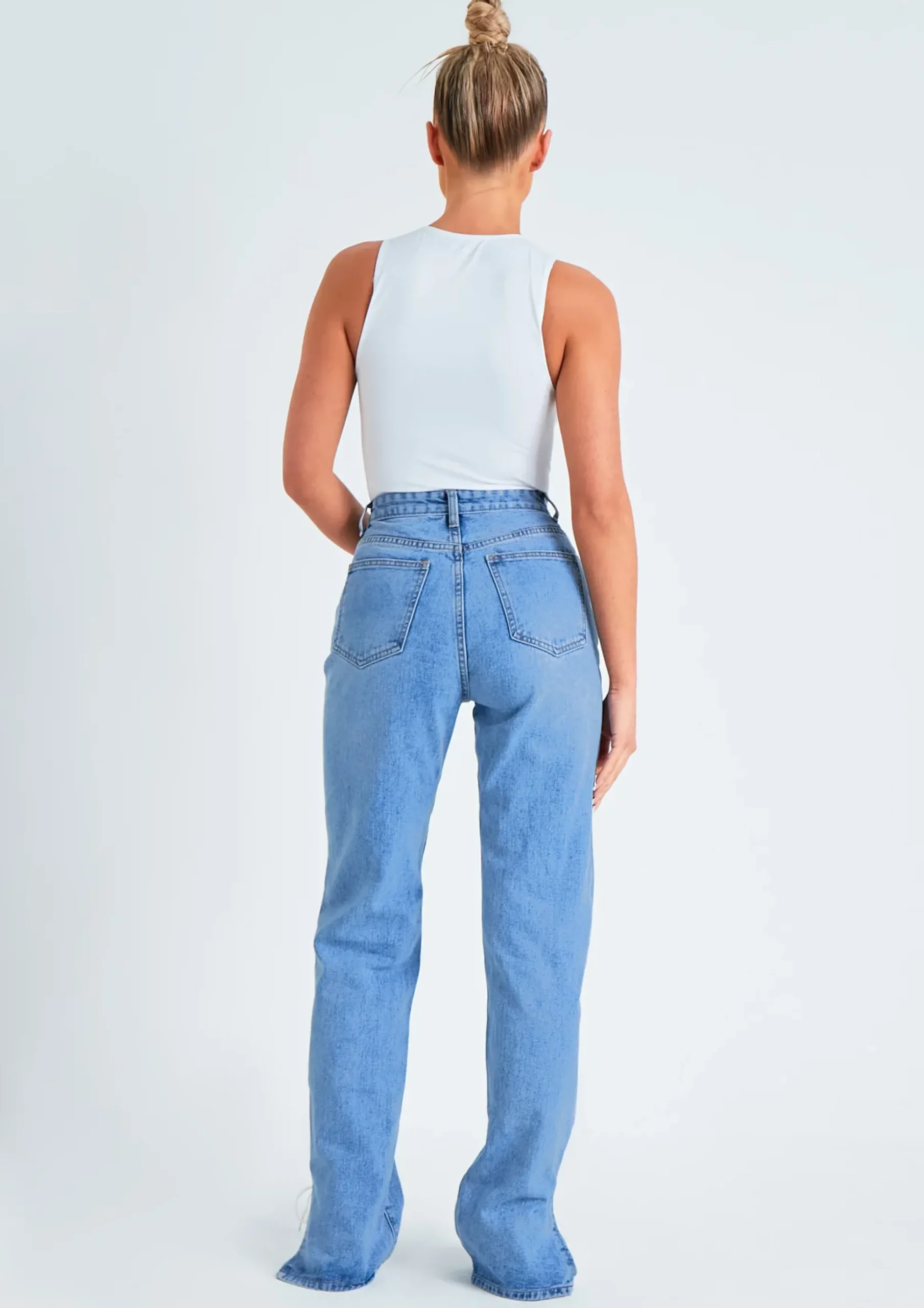 Perrie Denim Straight Leg Split Detail Jeans^Missy Empire Store