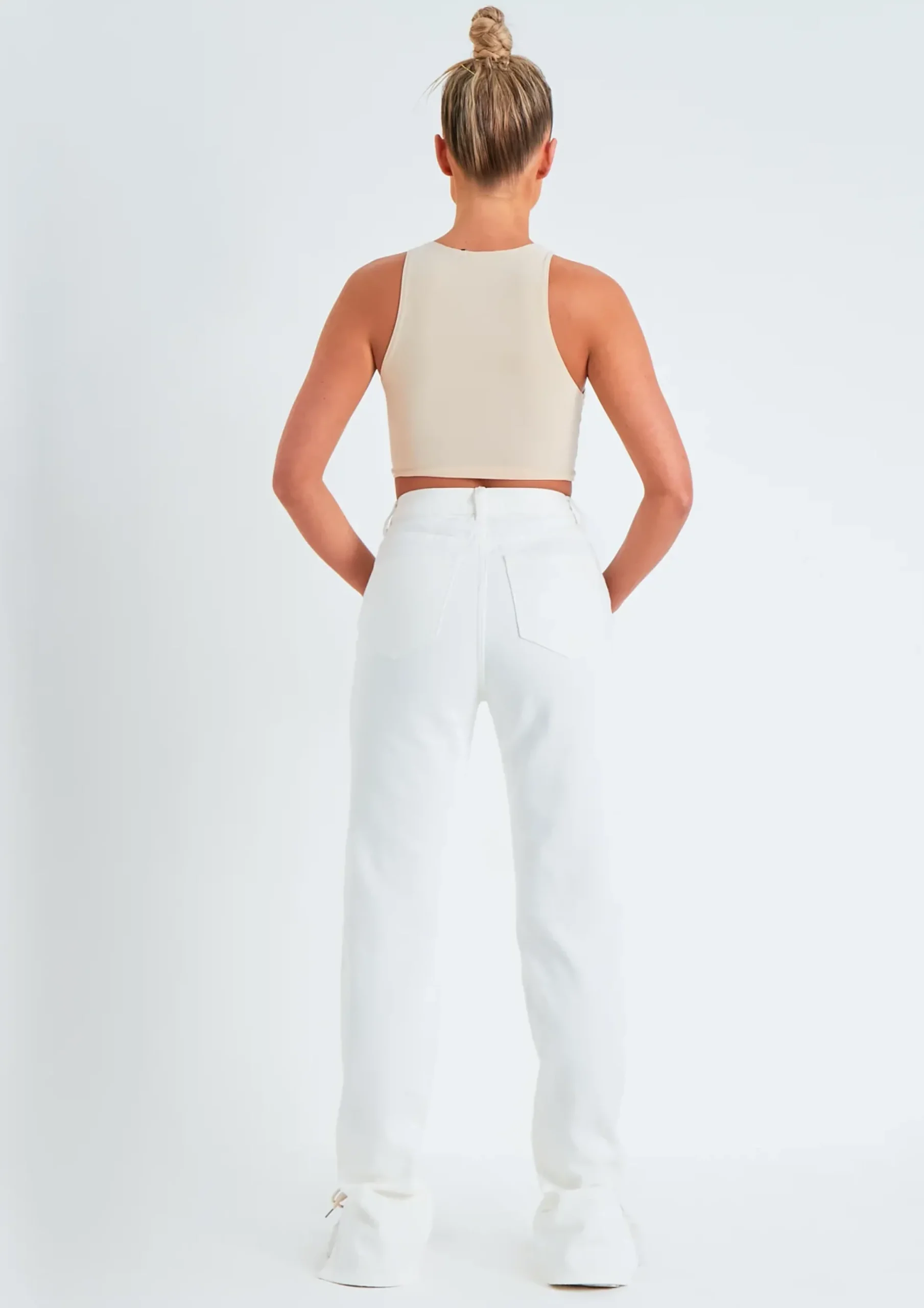 Perrie White Denim Straight Leg Split Detail Jeans^Missy Empire Shop