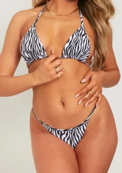 Quinn Zebra Print Bikini Bottom^Missy Empire Store
