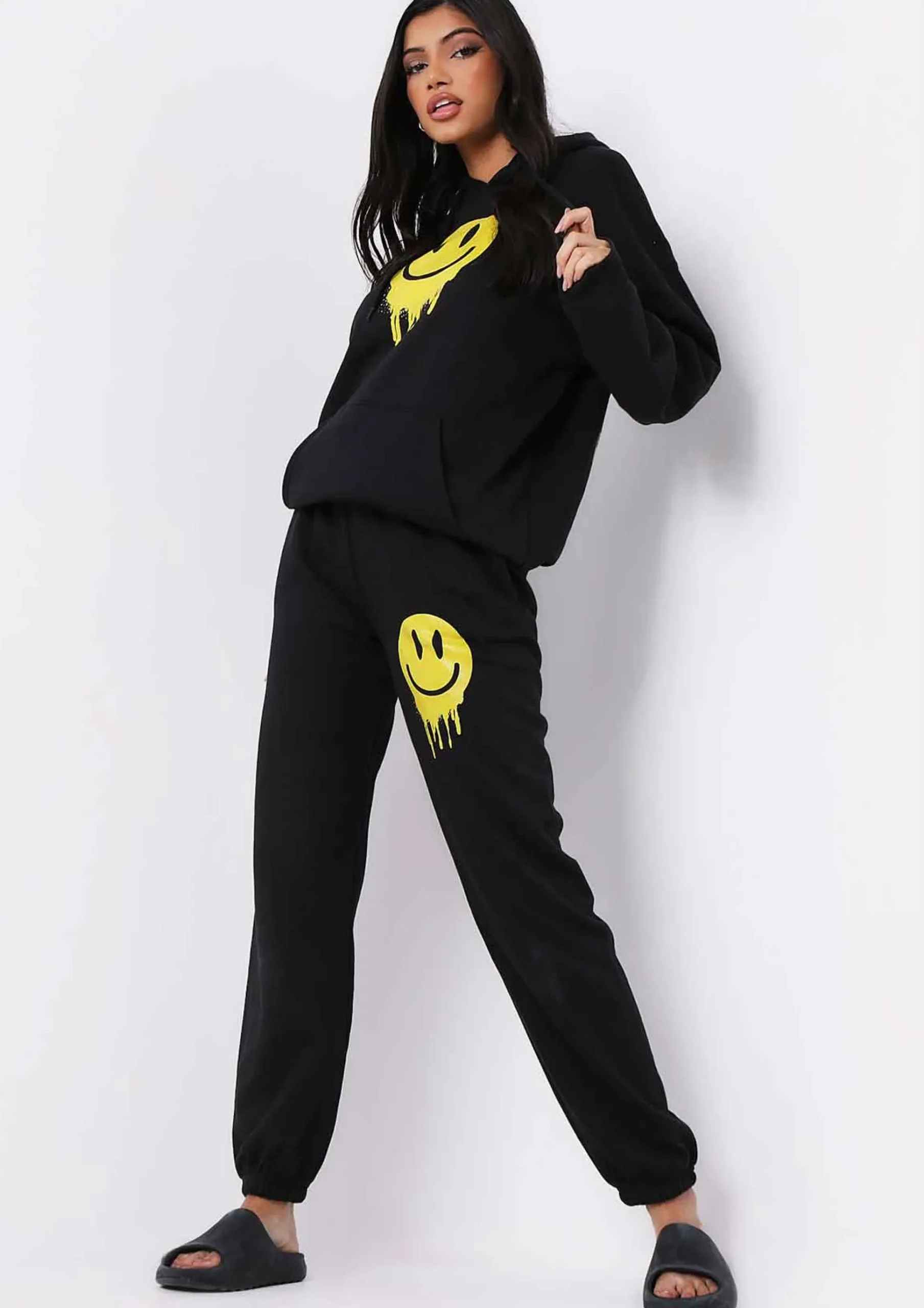 Rai Black Smiley Face Jogger^Missy Empire Cheap