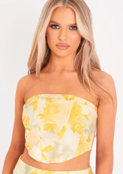 Rivka Floral Print Bengaline Corset Top^Missy Empire Flash Sale