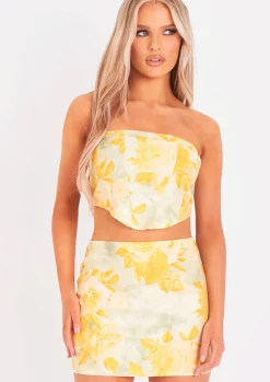 Rivka Floral Print Bengaline Corset Top^Missy Empire Flash Sale