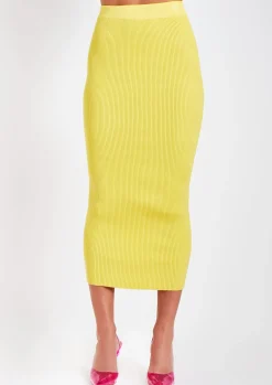 Robyn Yellow Rib Knit Bralet And Midaxi Skirt Co-Ord Set^Missy Empire Fashion