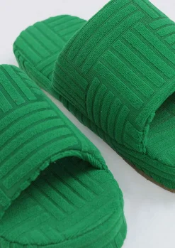 Hot Rochelle Green Terry Slides Women Sandals
