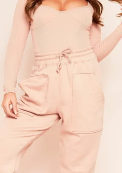 Discount Romy Dusty Rose Pocket Front Oversized Joggers Women Tracksuits