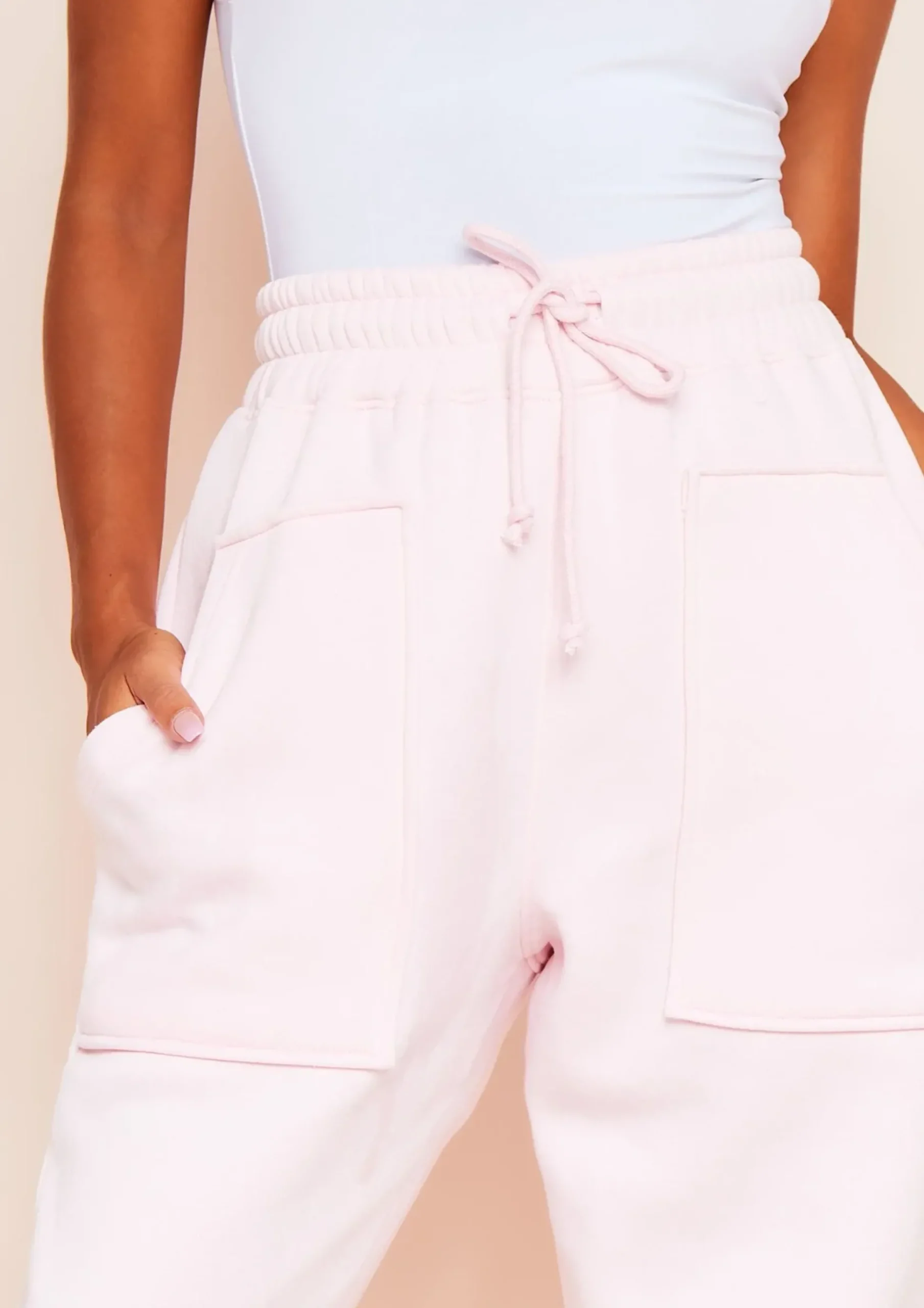 Romy Baby Pink Pocket Front Oversized Joggers^Missy Empire Fashion