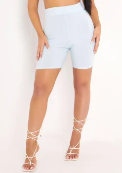 Flash Sale Ruth Pastel Blue Slinky Cycle Shorts Women Shorts