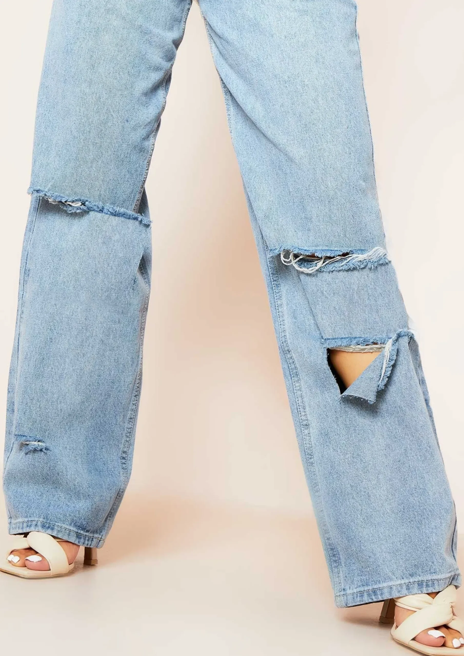 Rylee Denim Ripped Knee Straight Leg Jeans^Missy Empire Clearance