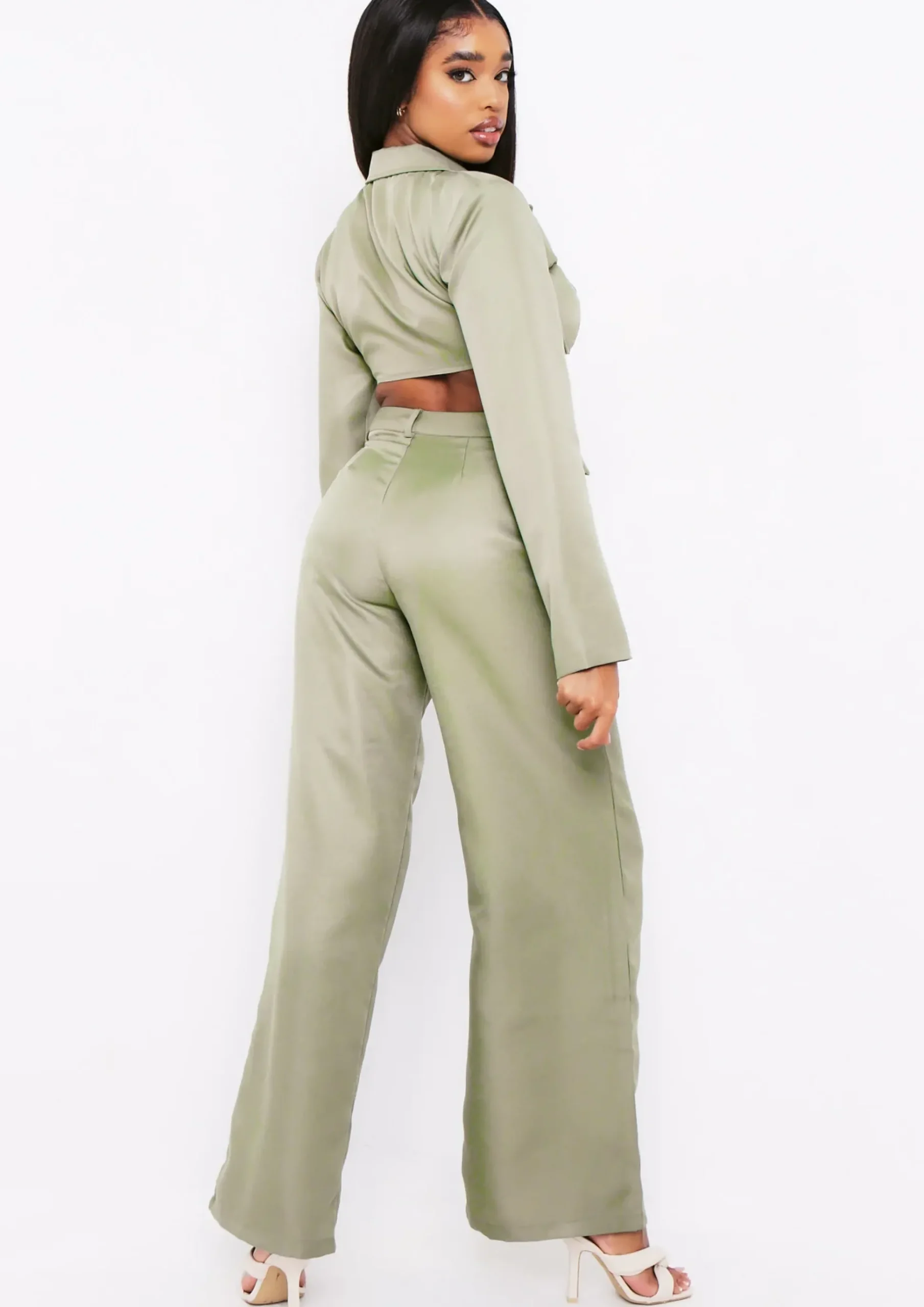 Online Sabrina Khaki High Waisted Trouser Co-Ord Women Trousers