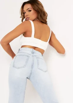 Sadie Ivory Knitted Bralet^Missy Empire Online