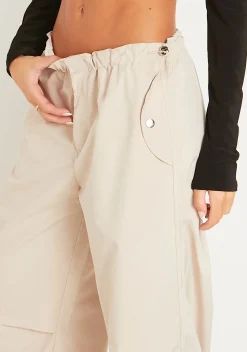Fashion Samantha Beige Parachute Cargo Pants Women Trousers