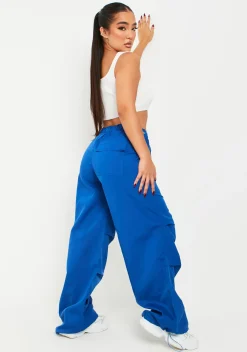 Outlet Samantha Cobalt Blue Parachute Cargo Pants Women Trousers