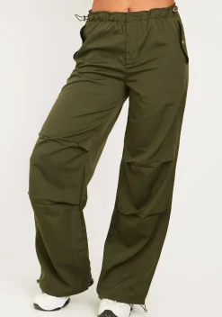 Best Sale Samantha Khaki Toggle Low Waist Parachute Cargo Pants Women Trousers