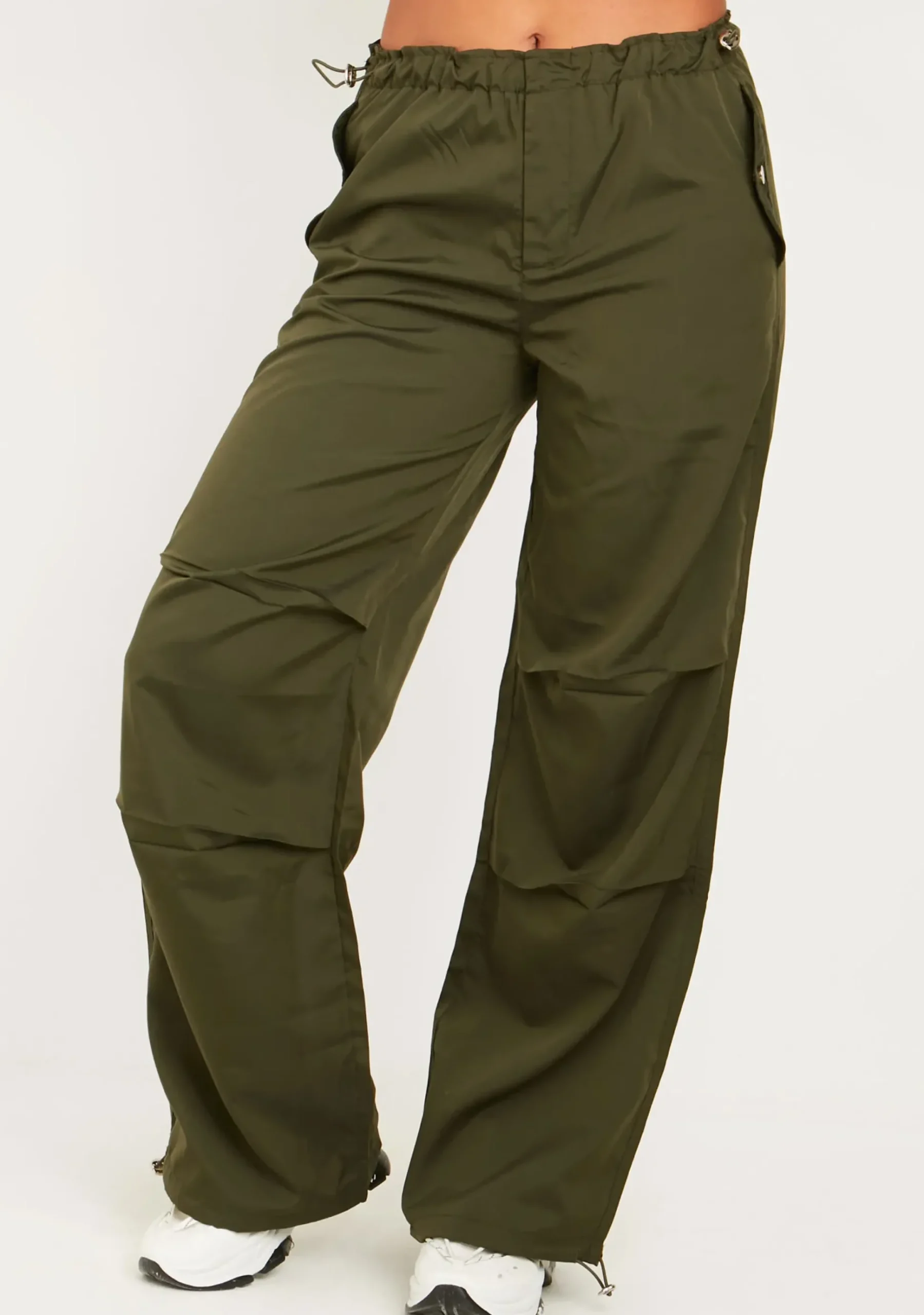 Best Sale Samantha Khaki Toggle Low Waist Parachute Cargo Pants Women Trousers