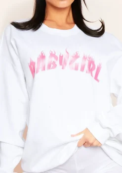 Best Sale Sancia White Babygirl Slogan Oversized Sweatshirt Women Loungewear