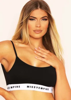 Cheap Saniya Black Tape Cami Crop Lounge Bralet Women Loungewear