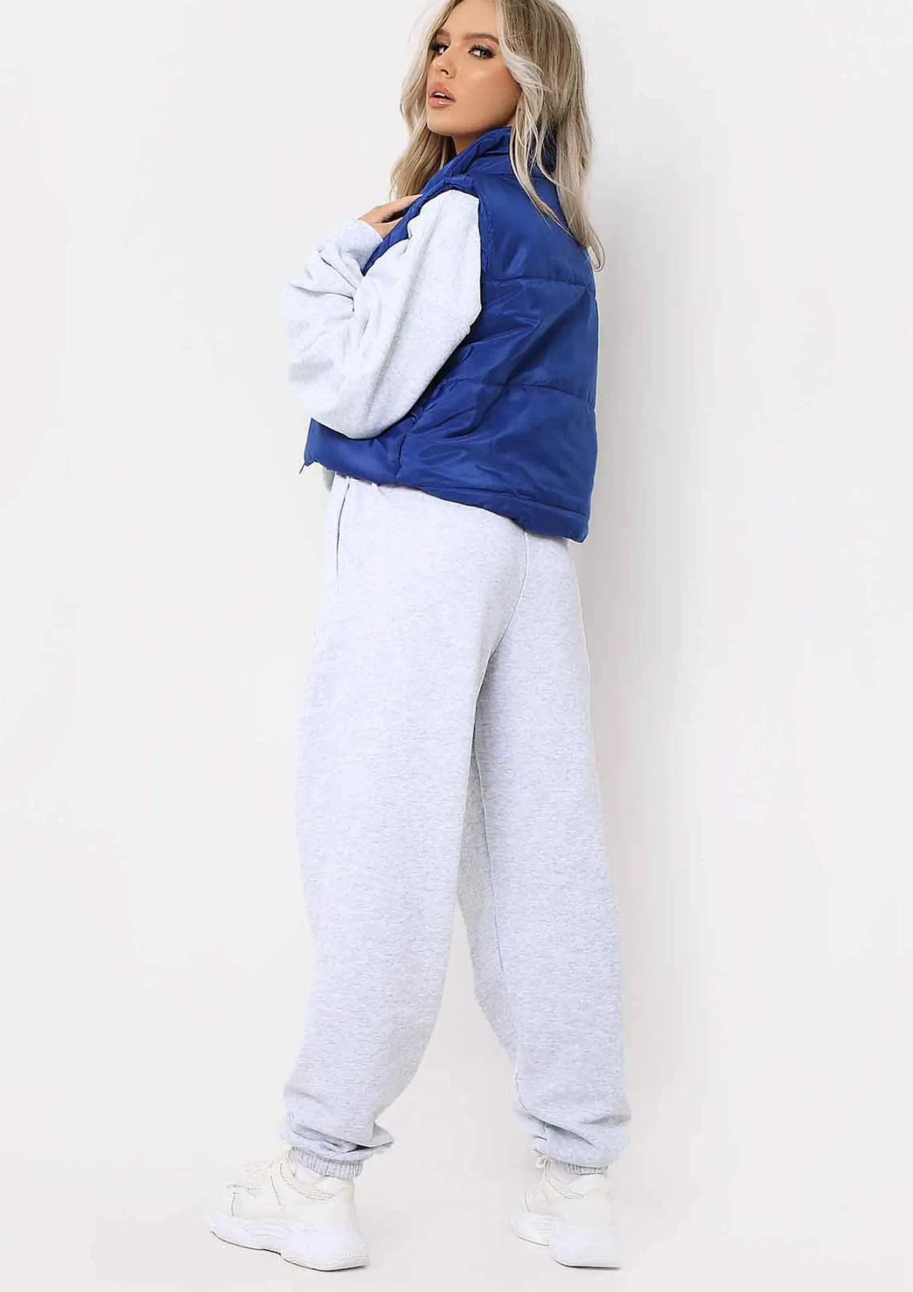 Sapphire Cobalt Blue Cropped Puffer Gilet^Missy Empire New