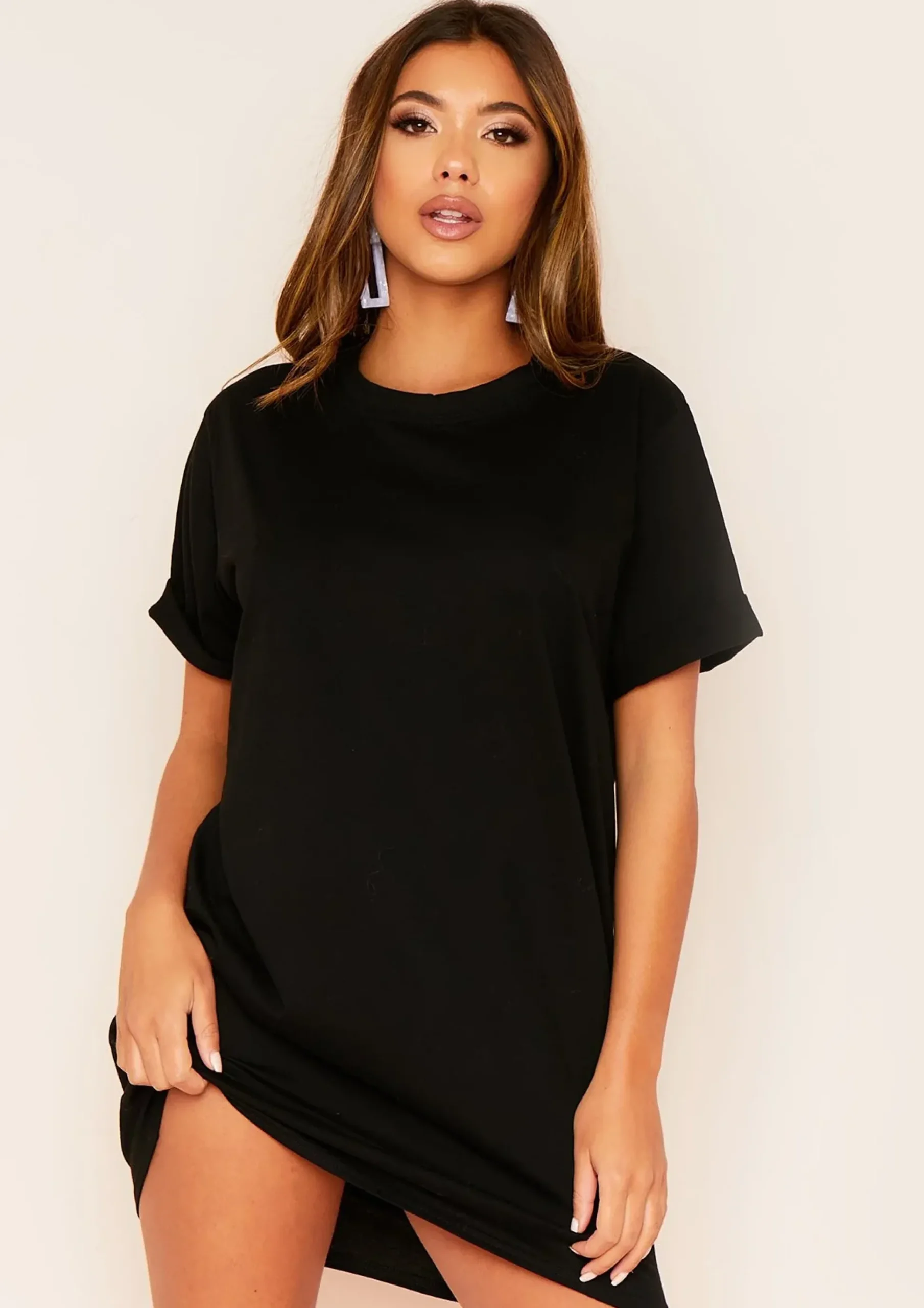 Hot Sara Black No Stress Graphic Slogan T-Shirt Dress Women Dresses