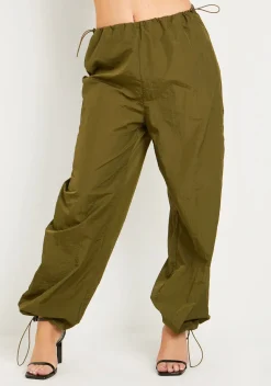 Sale Sara Khaki Ruched Cargo Trousers With Toggle Women Trousers