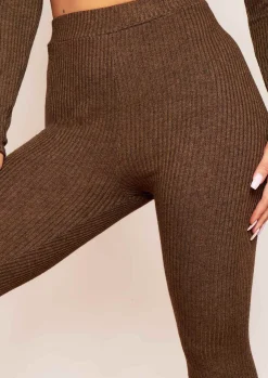 Fashion Sarah Chocolate Brushed Ribbed Legging Women Loungewear