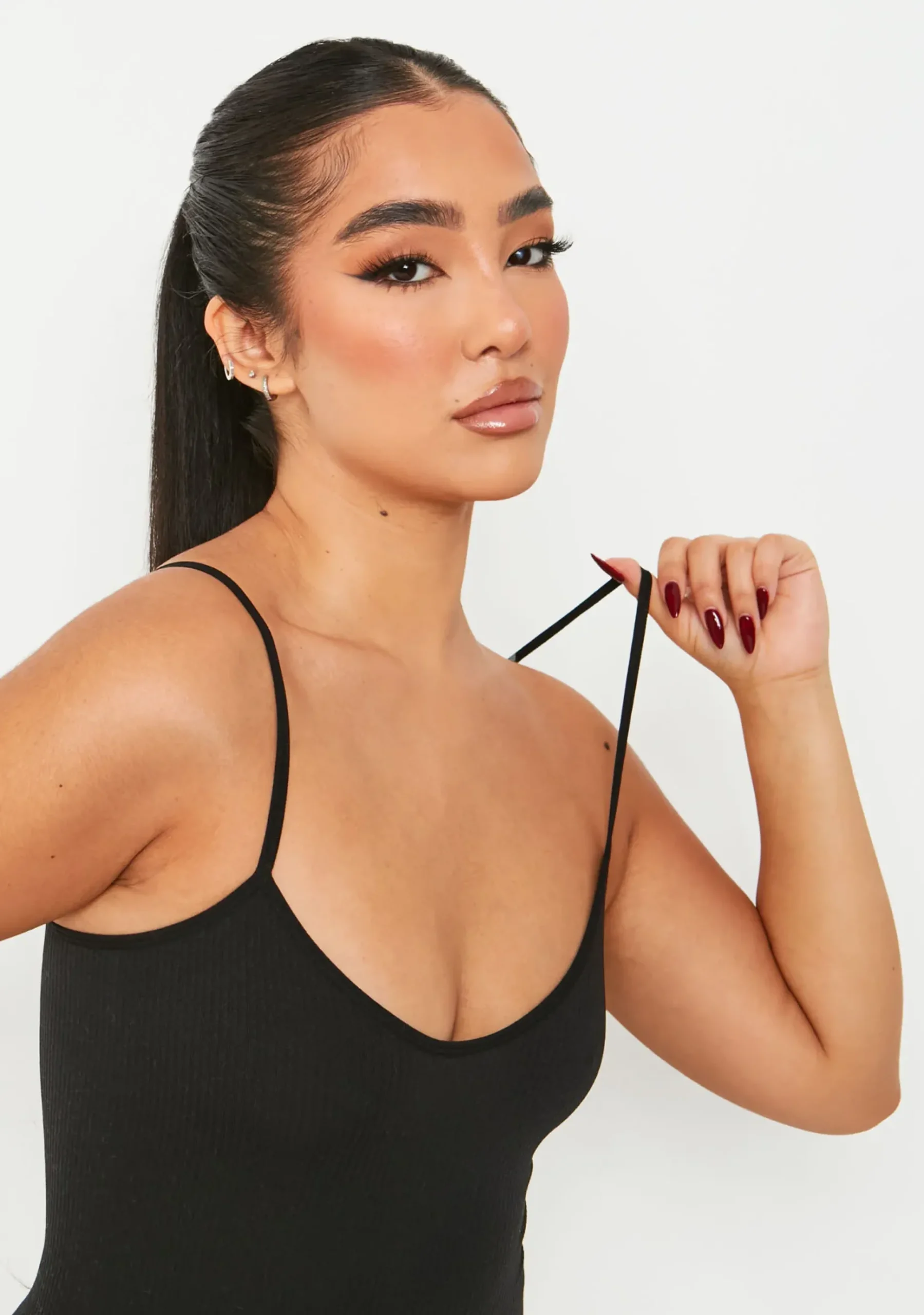 Fashion Sariah Black Ribbed Seamless Strappy Unitard Women Seamless & Shapewear