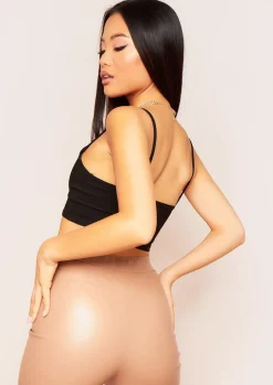 Savanna Black Strappy Plunge Neck Crop Top^Missy Empire Discount