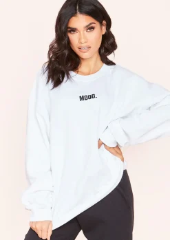 Scarlet White Mood Slogan Oversized Sweatshirt^Missy Empire Best Sale