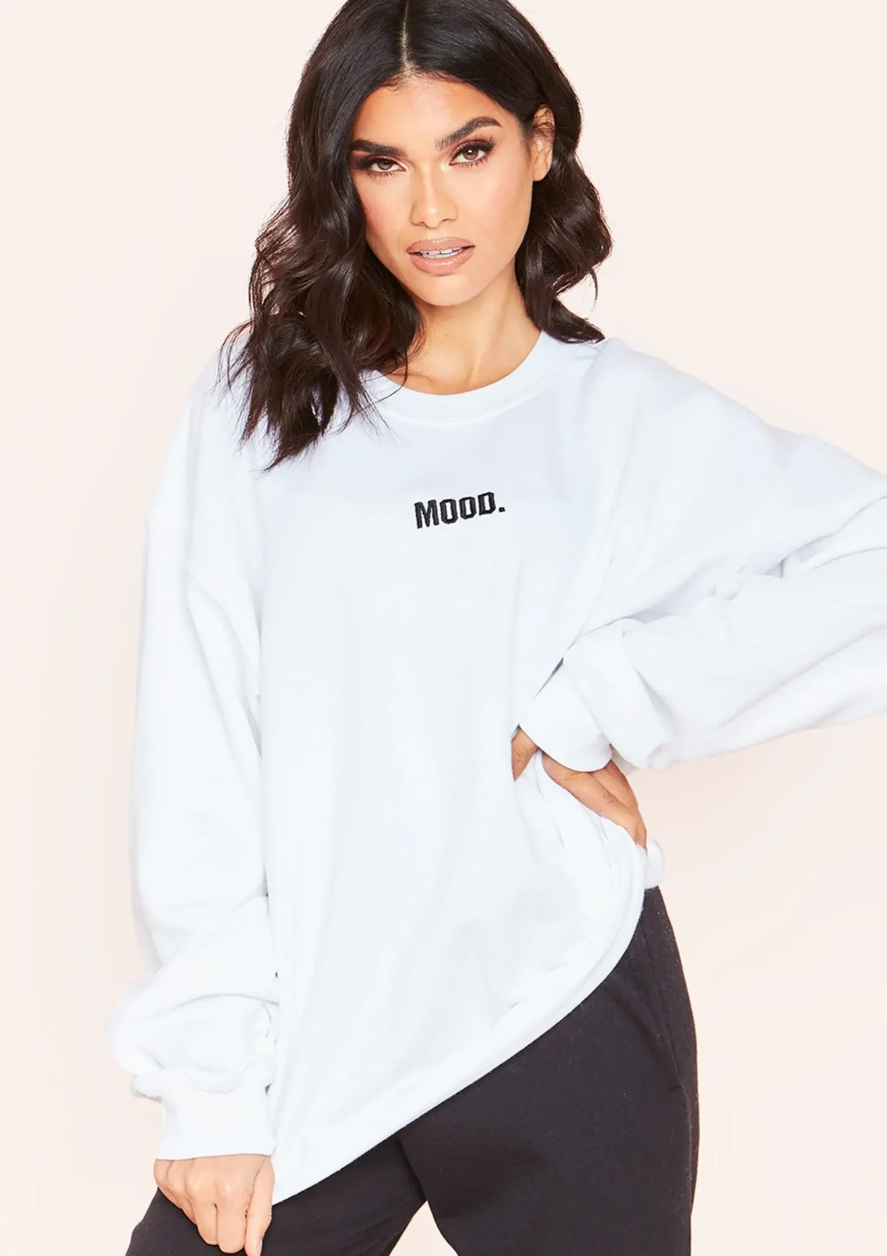 Scarlet White Mood Slogan Oversized Sweatshirt^Missy Empire Best Sale