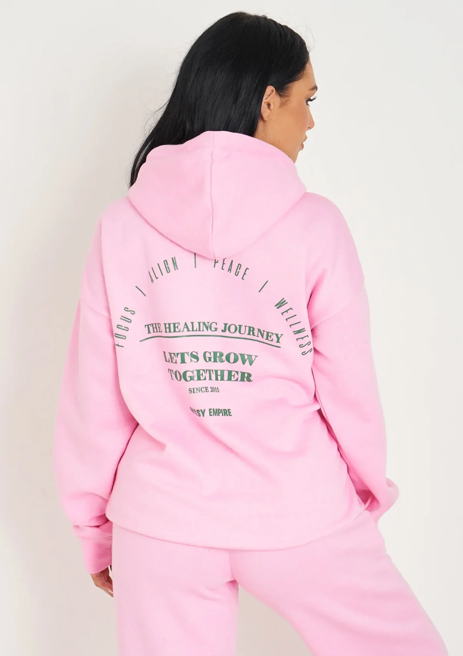 Cheap Serena Baby Pink Printed Oversized Hoodie Women Tracksuits