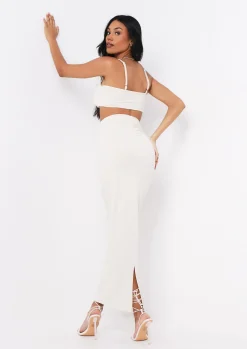 Shahena Cream Ruched Strappy Bralet Crop Top^Missy Empire Flash Sale