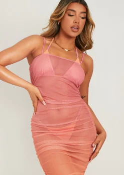 Best Sale Sharon Pink Ombre Print Mesh Midaxi Dress Women Dresses