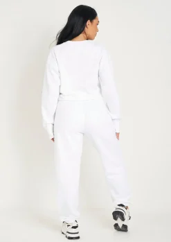 New Sofia White Black Succeed Slogan Cropped Sweatshirt Women Tracksuits