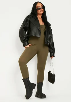 New Soph Khaki Wide Neck Jumpsuit Women Loungewear