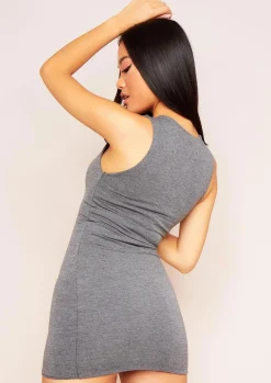 Best Sale Sophia Grey Sleeveless Racer Mini Dress Women Dresses