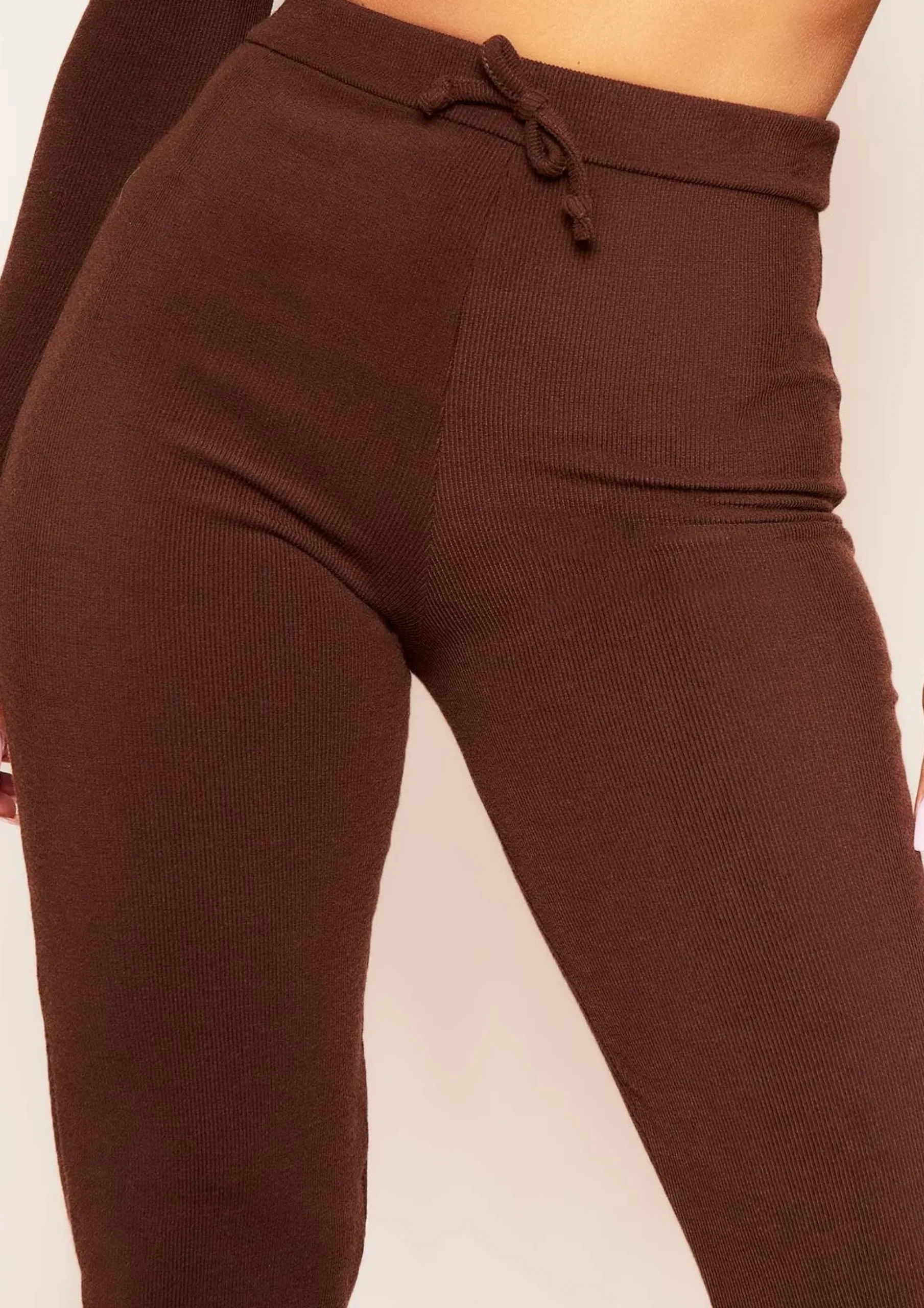 Shop Sophie Chocolate Soft Ribbed Drawstring Joggers Women Loungewear