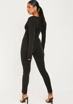 Sale Stacey Black Glitter Square Neck Jumpsuit Women Jumpsuits & Playsuits