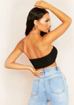 Stella Black Bandeau Crop Top^Missy Empire Hot