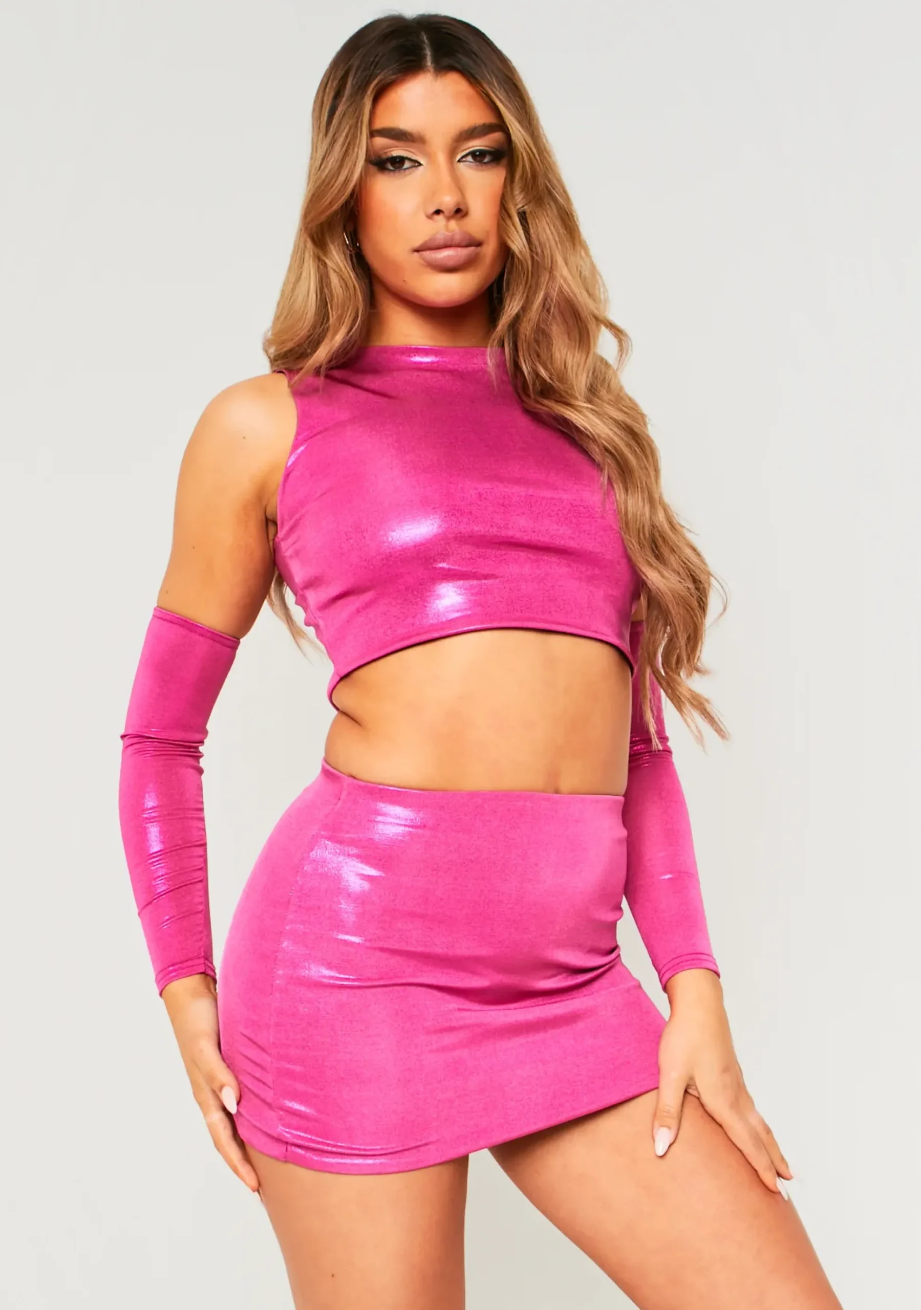Stephanie Pink Metallic Micro Mini Skirt^Missy Empire Sale