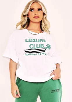 Sullivan White Leisure Club Slogan T-Shirt^Missy Empire Store
