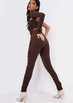 Shop Syd Chocolate Ribbed Panel Leggings Women Loungewear