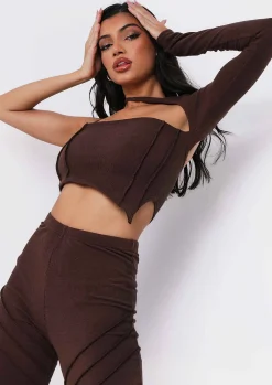 Shop Syd Chocolate Ribbed Panel Leggings Women Loungewear