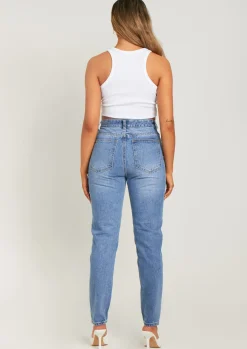 Syden Denim Ripped Side Mom Jeans^Missy Empire Shop