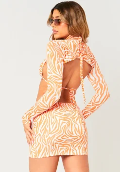 Taliyah Orange Zebra Print Top With Matching Bolero^Missy Empire Clearance