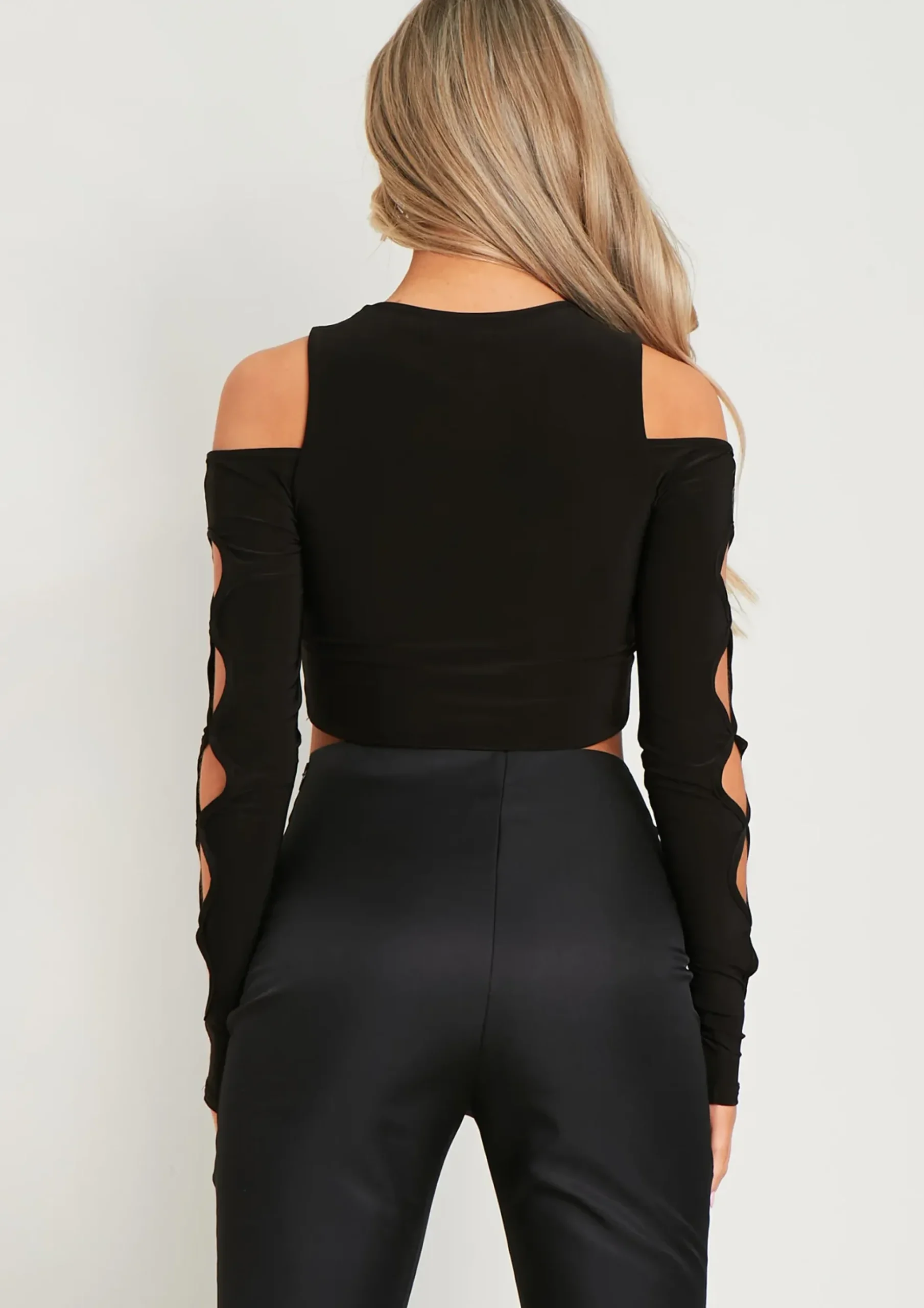 Tamara Black Lace Up Cut Out Crop Top^Missy Empire Outlet