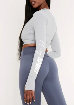 Shop Tana Pale Blue Missy Sport Zip Through Cropped Gym Jacket Women Activewear